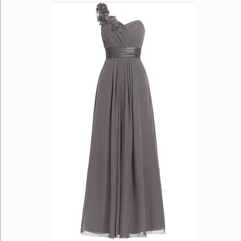 Bill Levkoff Style 334 Maxi Gray Bridesmaid Dress